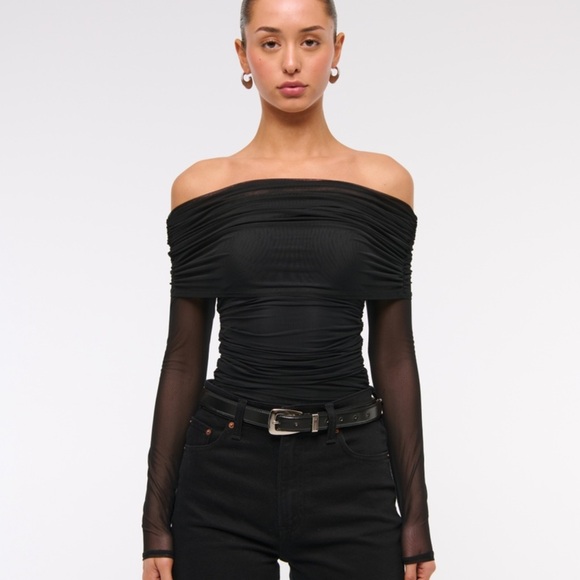 Long sleeve mesh fold over bodysuit - Picture 1 of 6